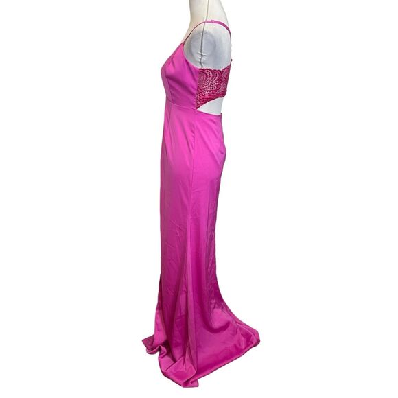 NBD NWT Helen Slip Maxi Dress Women’s Size Small Lace Back Front Slit Satin - Picture 4 of 12